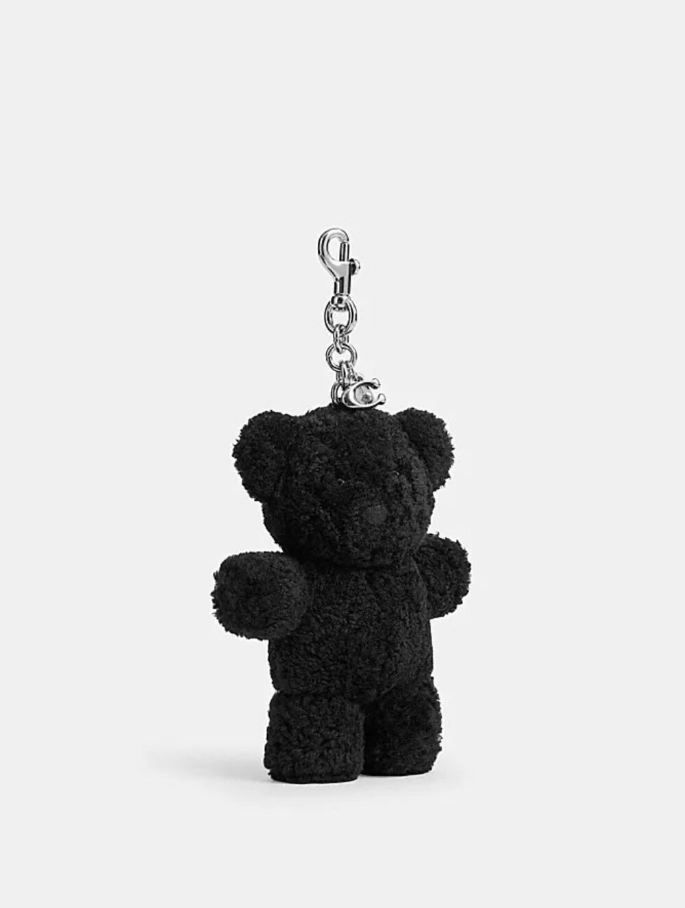 COACH TEDDY BEAR BAG CHARM IN SHEARLING BLACK NEW WITH TAGS